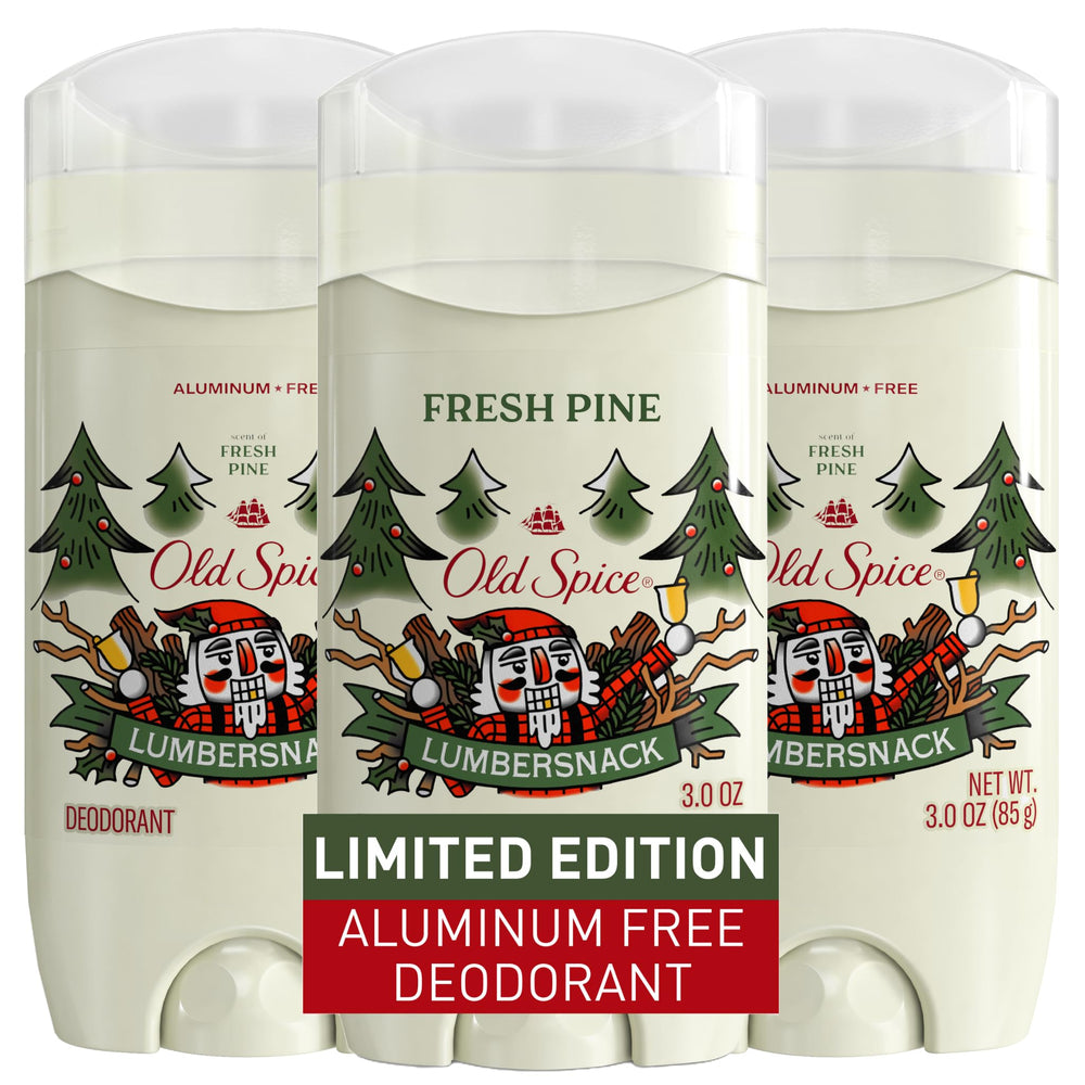 Old Spice Holidudes LumberSnack deodorant bottle with rugged pine scent for all-day freshness.