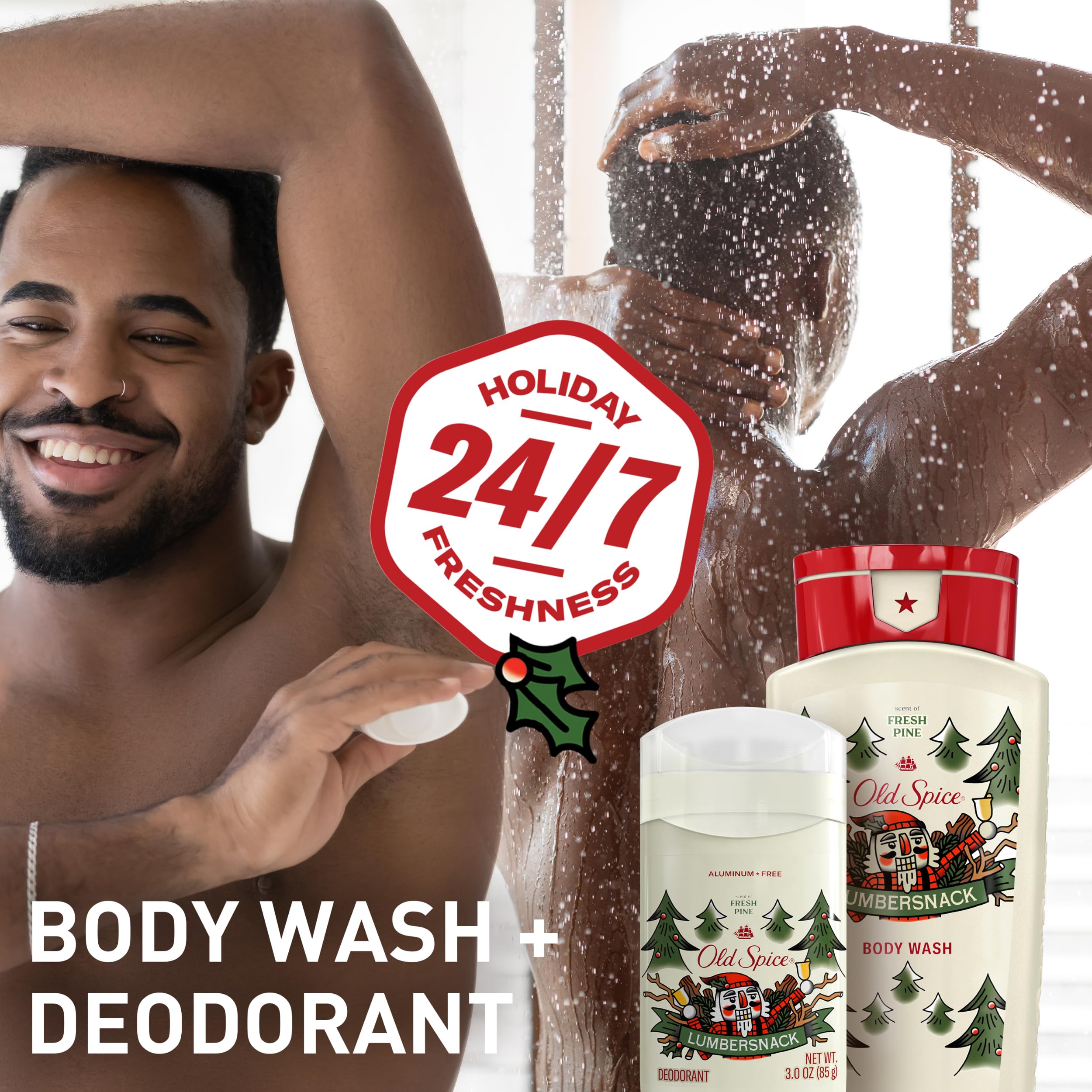 Old Spice Holidudes Snickerdudel deodorant bottle with bakery warmth and lasting odor protection.
