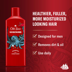 Old Spice Krakengard bottle side view highlighting 2-in-1 formula for convenience.