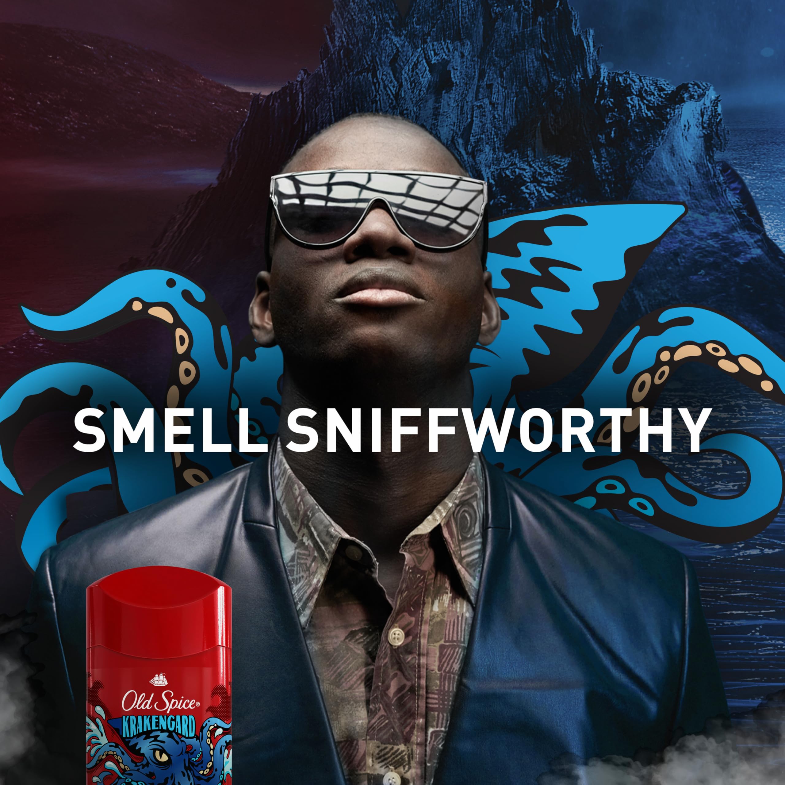Old Spice Krakengard close-up notes citrus, herbs, and wood for aroma.