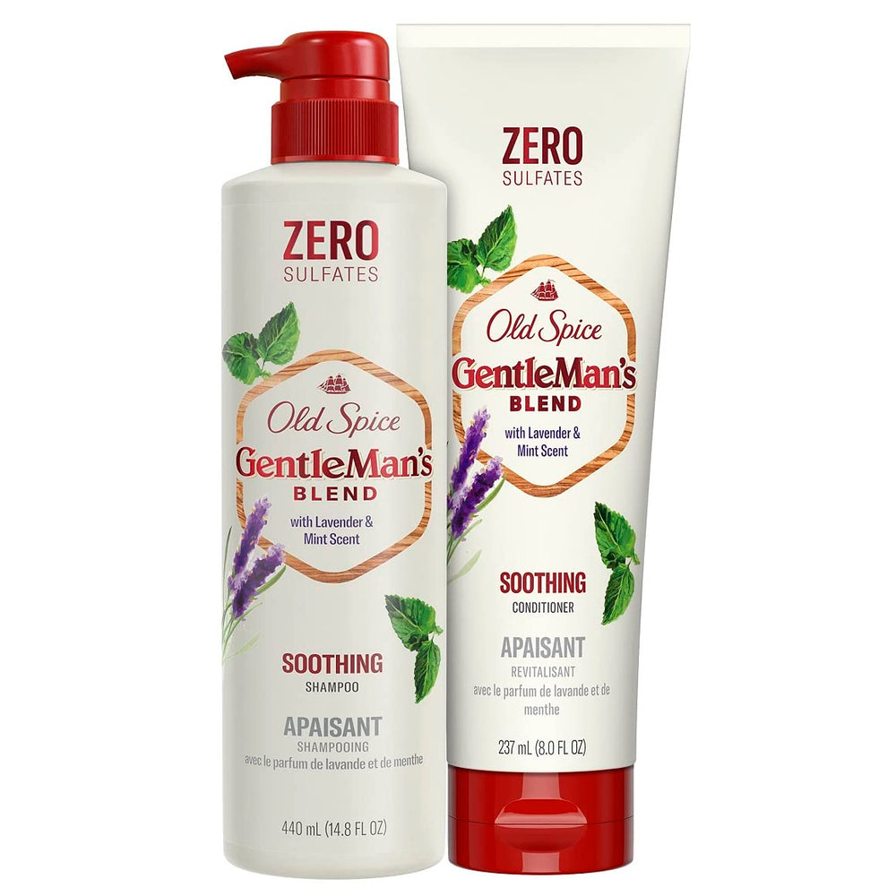 Old Spice Men's Lavender Mint shampoo bottle for a refreshing cleanse and suave scent.