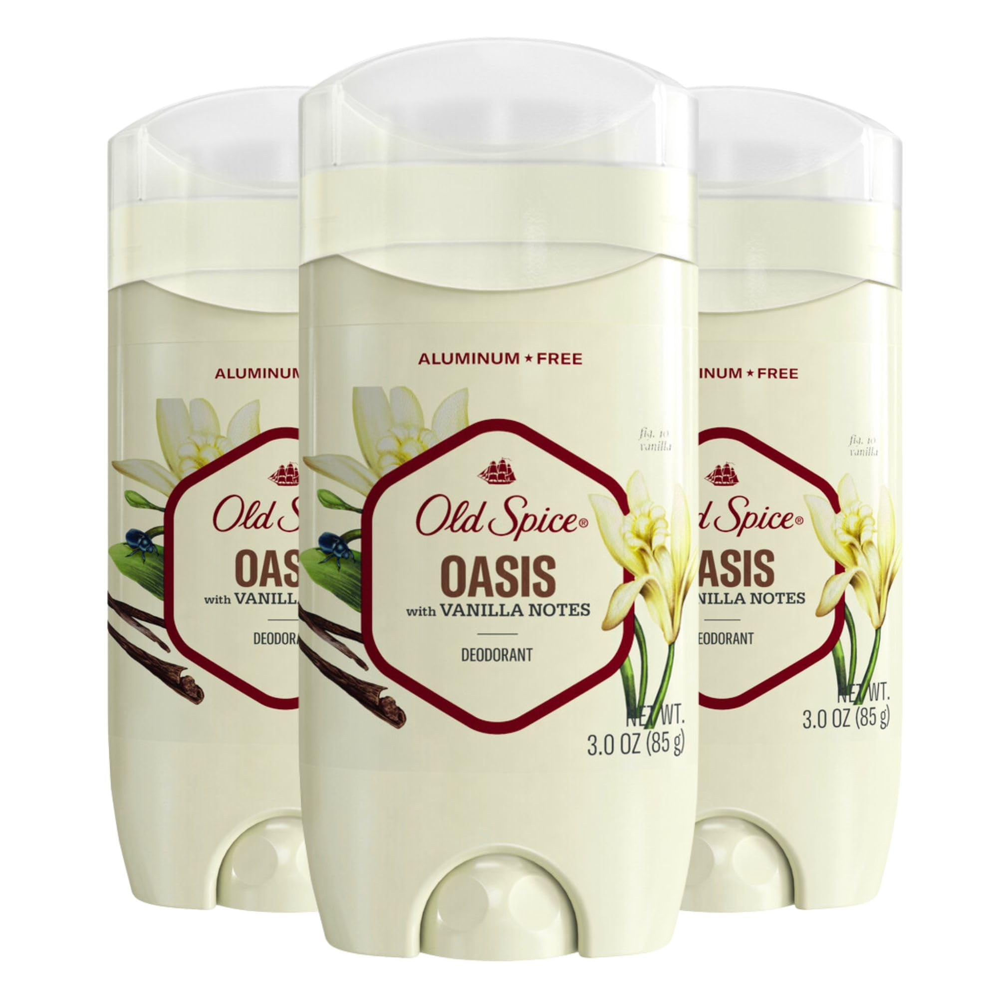 Old Spice Oasis deodorant bottle, 3oz, aluminum-free daily protection.