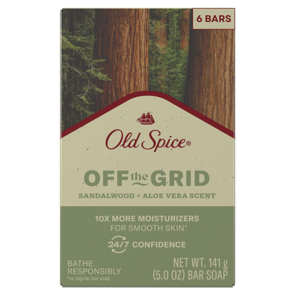 Old Spice Off the Grid sandalwood aloe soap lather for a refreshing cleanse