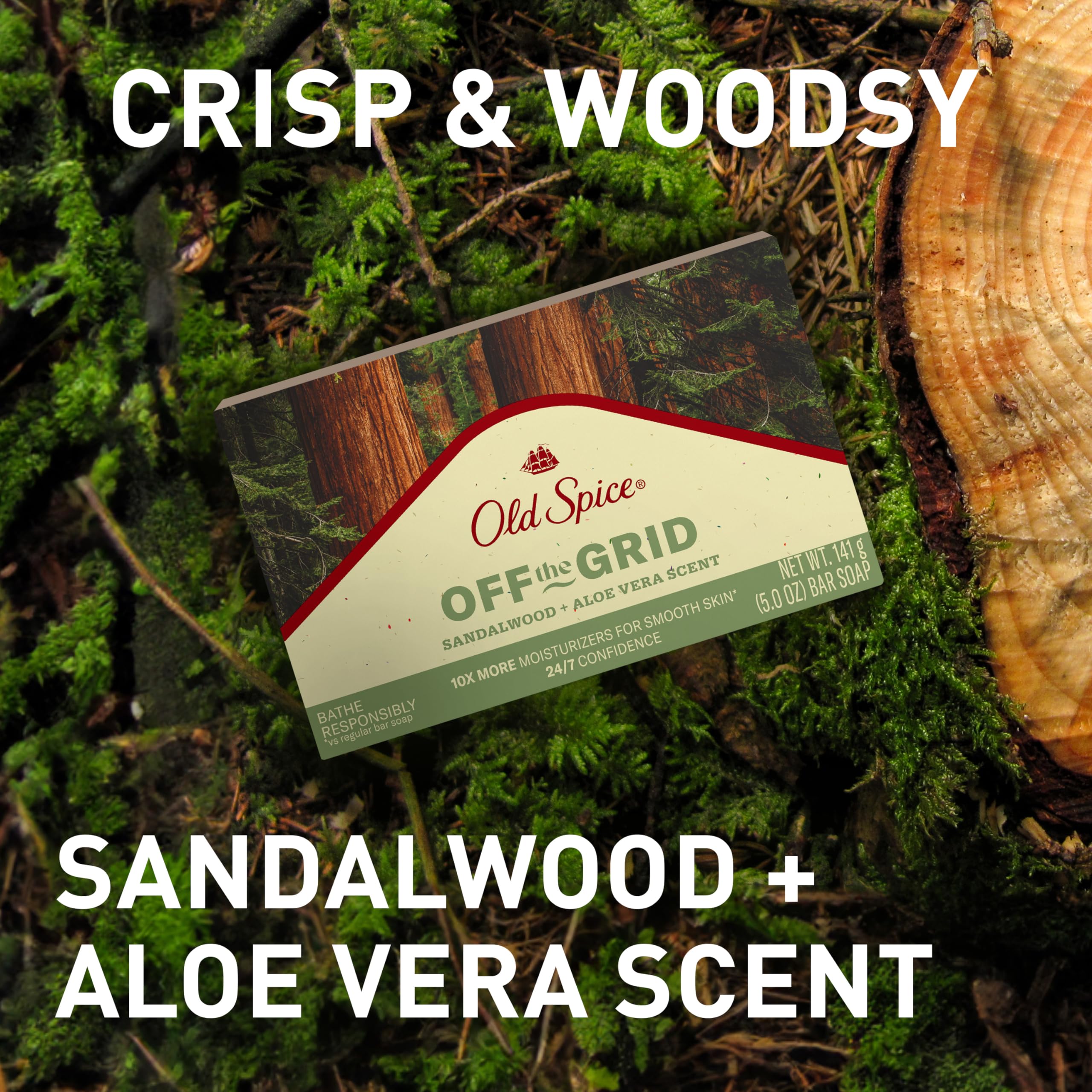 Plant-based cleansers in Old Spice soap for responsible bathing