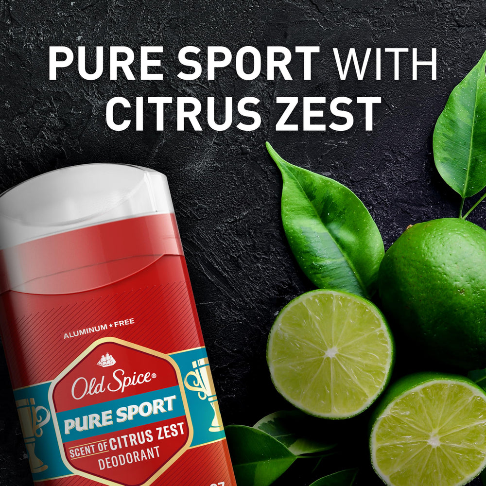 Old Spice Pure Sport deodorant application close-up showing smooth glide