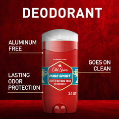 Old Spice Pure Sport bottle cap close-up highlighting citrus zest scent