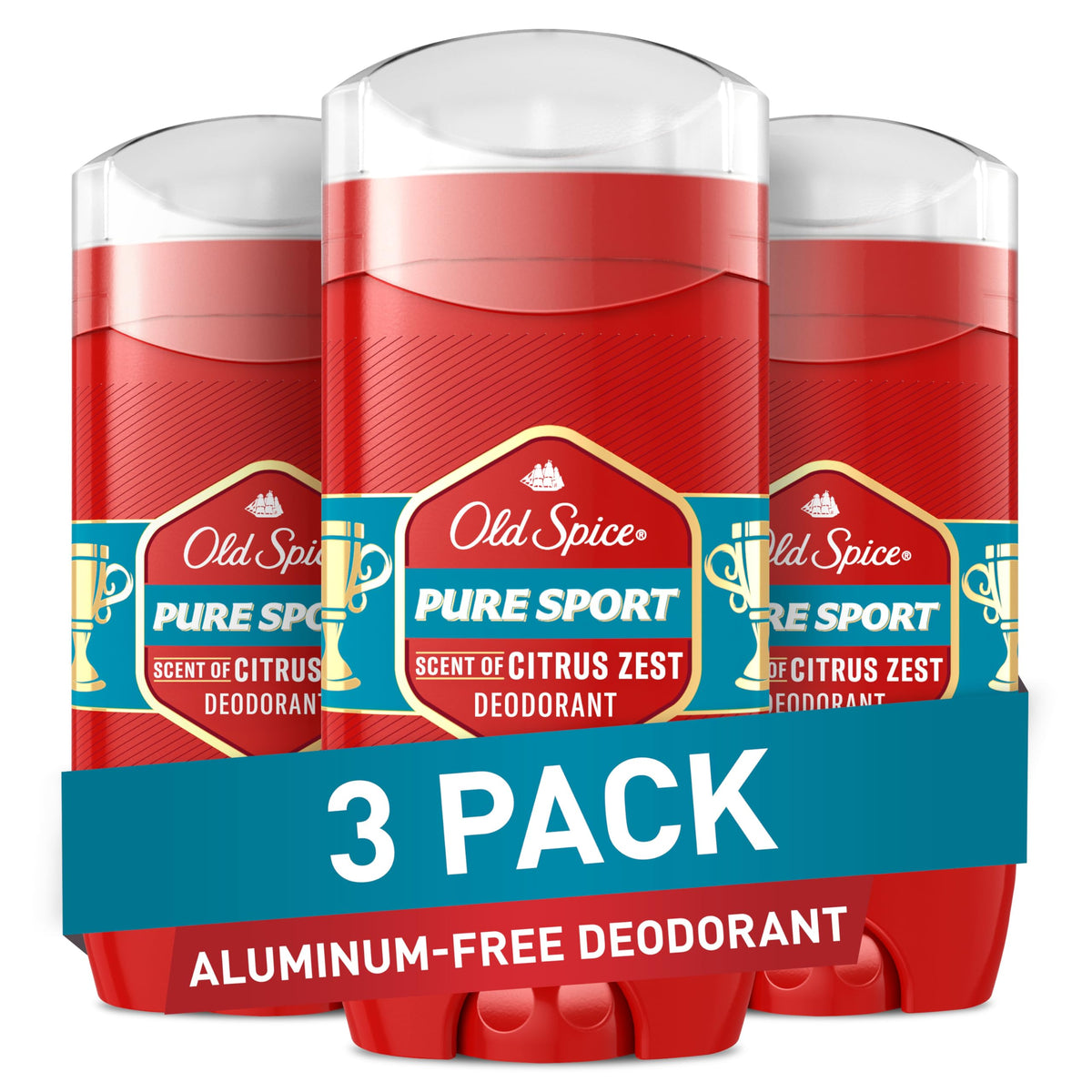 Old Spice Pure Sport deodorant bottle front view with 24/7 odor protection