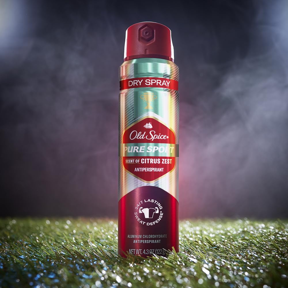 Old Spice Three-pack display demonstrates convenient multi-pack option for family use.