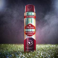 Old Spice Three-pack display demonstrates convenient multi-pack option for family use.