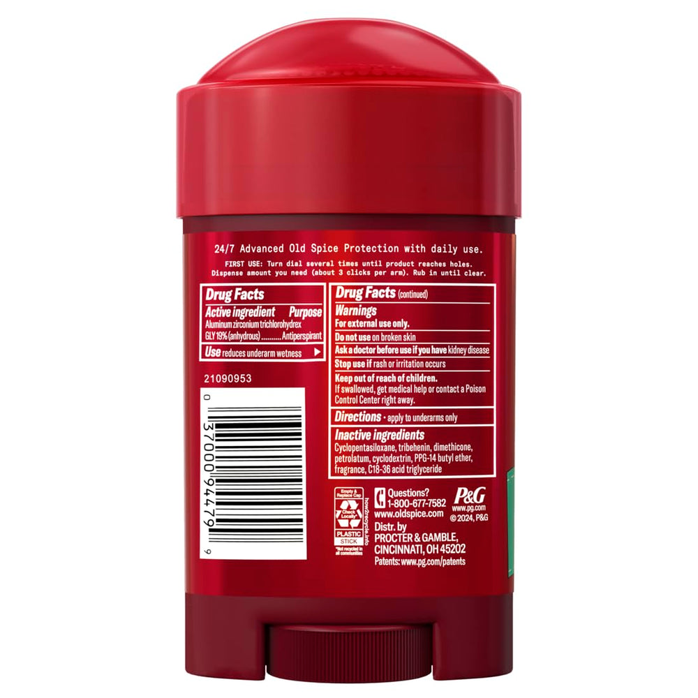 Six-pack Old Spice Pure Sport Soft Solid showing value and daily protection for the family.