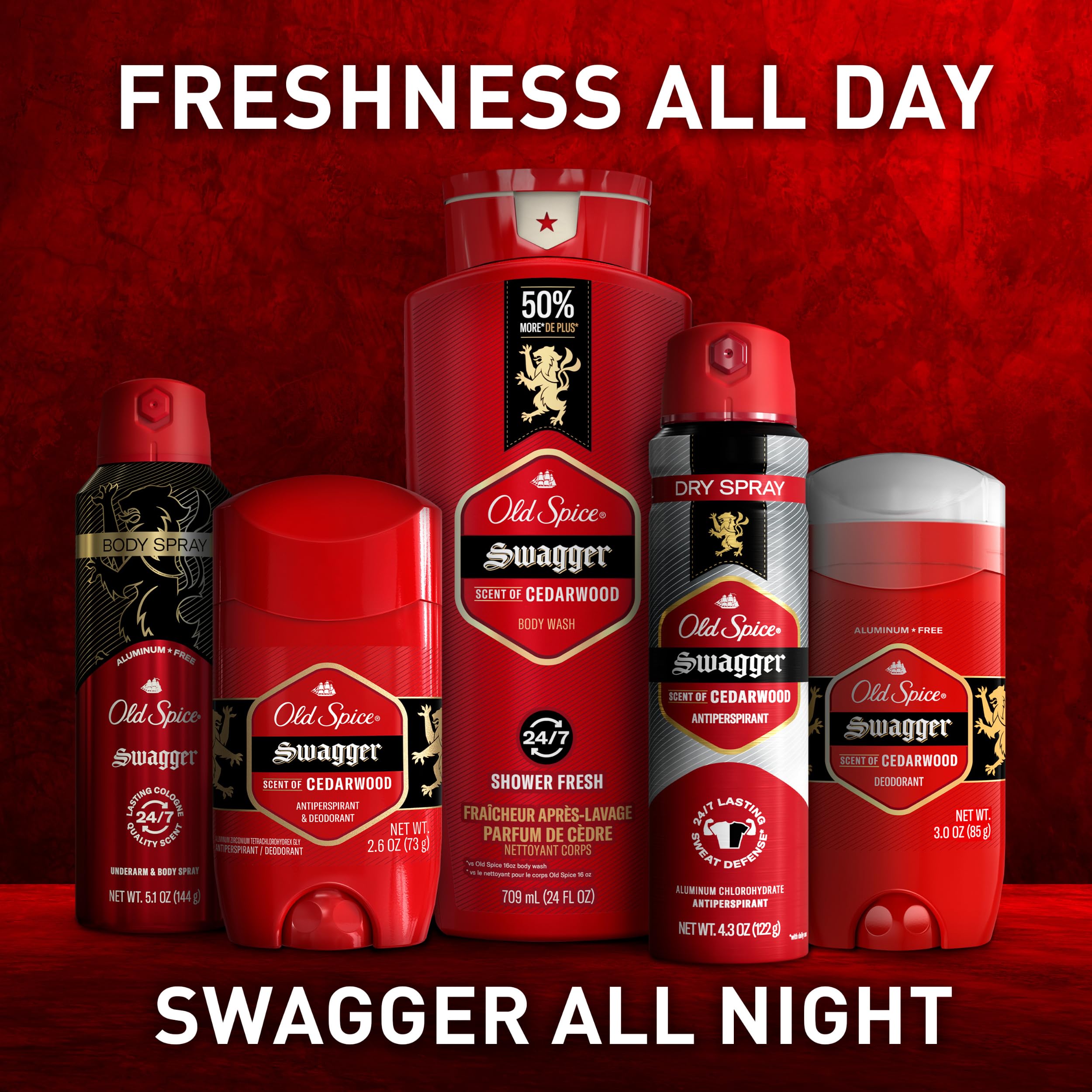 Graphic illustrating long-lasting odor protection for Old Spice Swagger.