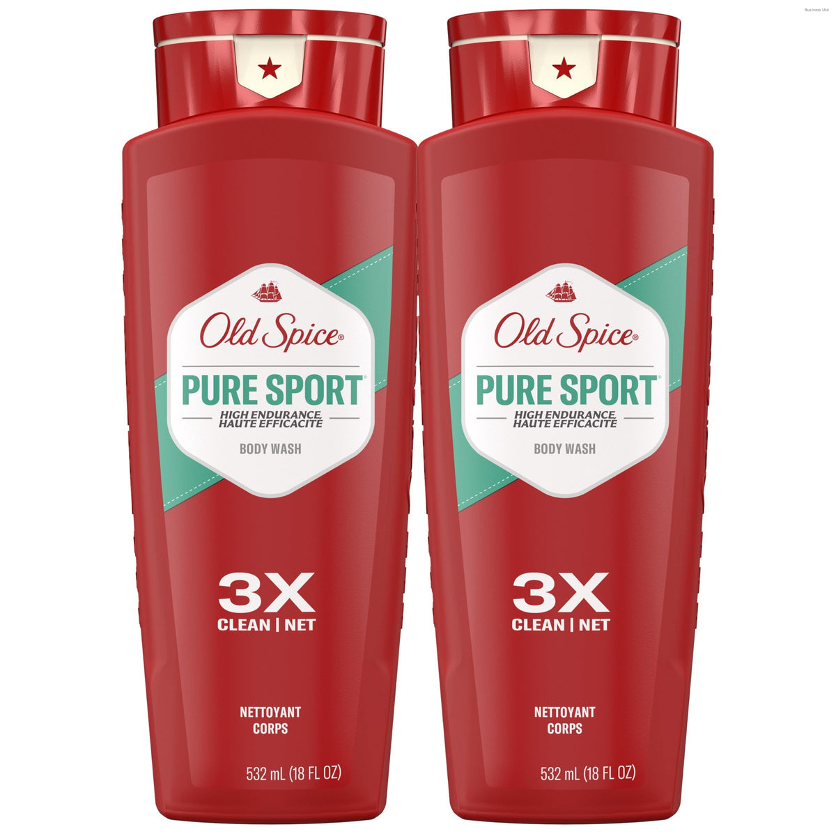 Old Spice refreshing body wash bottle pour for easy daily cleansing.