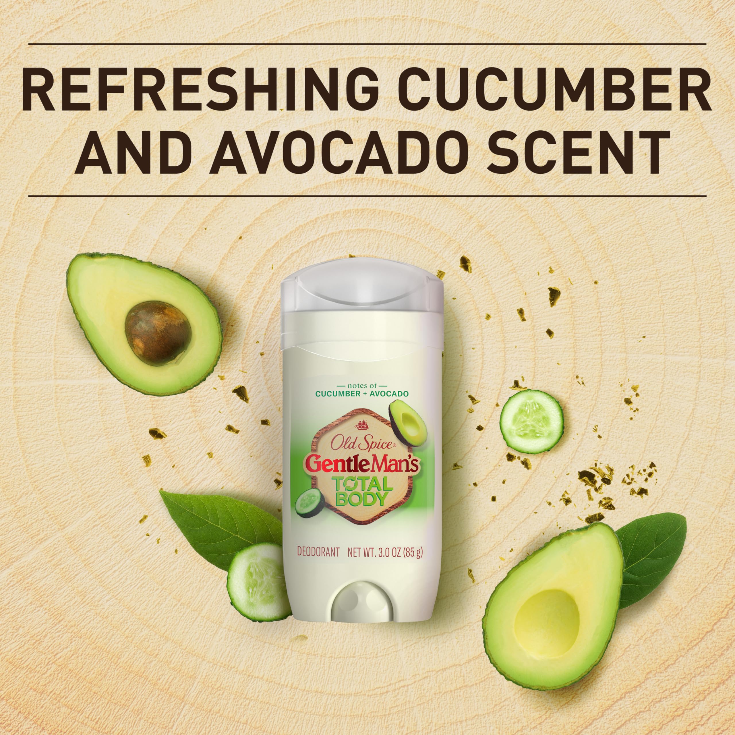 Old Spice smooth-glide action photo highlights easy, comfortable application.
