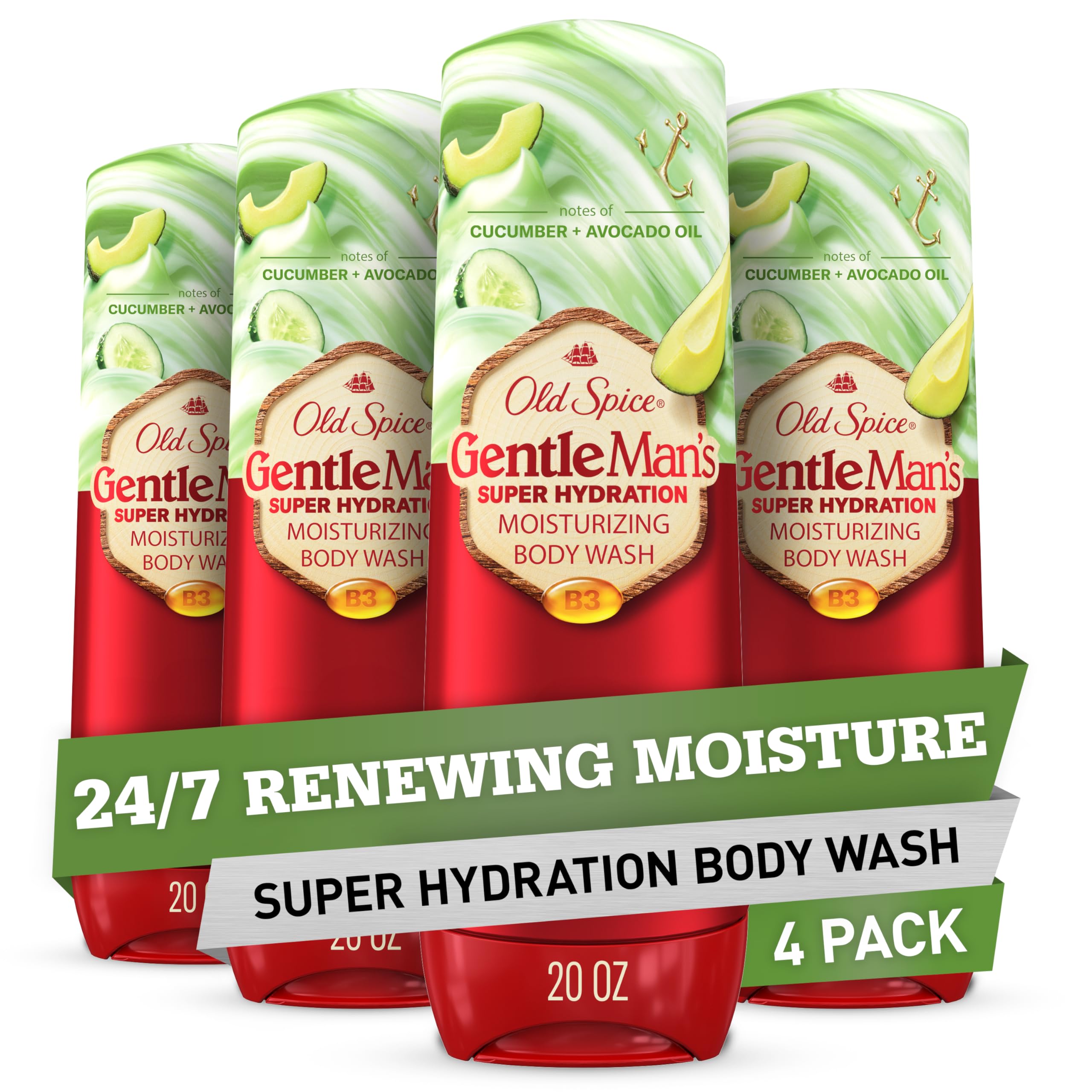 Old Spice Super Hydration bottle with cucumber scent delivering lasting moisture.