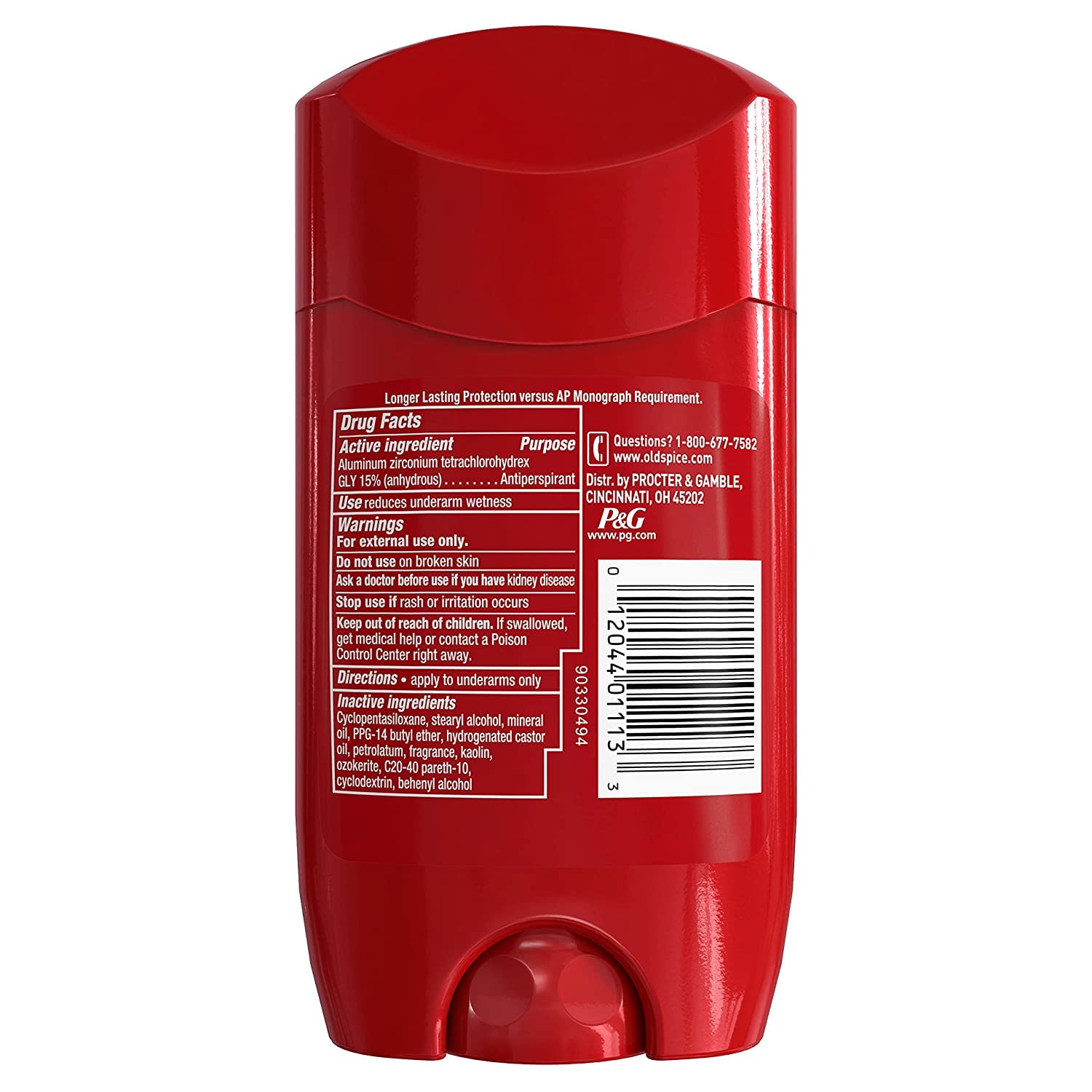 Old Spice Swagger invisible solid stick, side view, for mess-free underarm application.