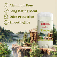 Old Spice Timber Sandalwood deodorant clear application on skin without residue for all-day confidence.