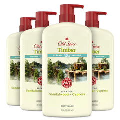 Old Spice Timber with Sandalwood bottle for daily freshness.