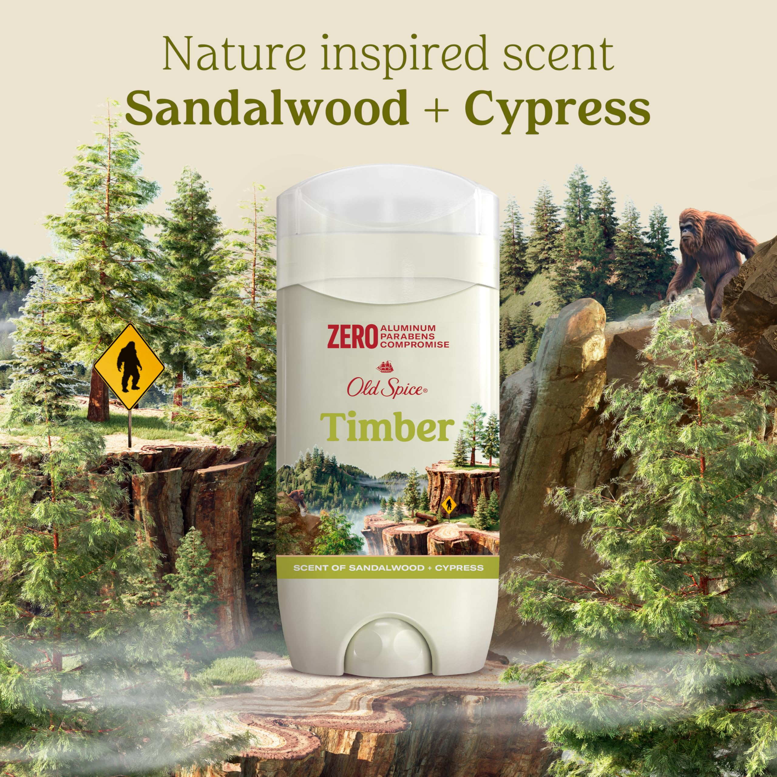 Old Spice Timber Sandalwood triple protection for odor, wear, and fresh scent.