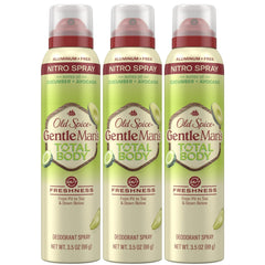Old Spice Whole Body Deodorant Spray bottle front for all-over freshness.