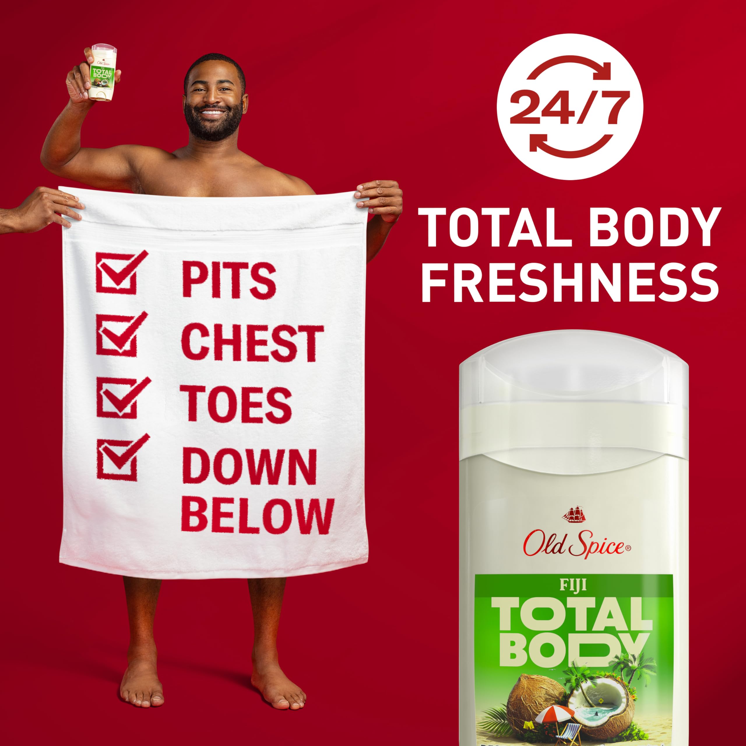 Underarms and chest use with Fiji scent for lasting odor control.
