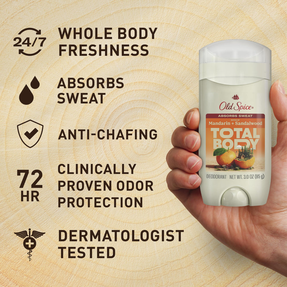 Old Spice Whole Body Deodorant Stick bar-closeup shows smooth application