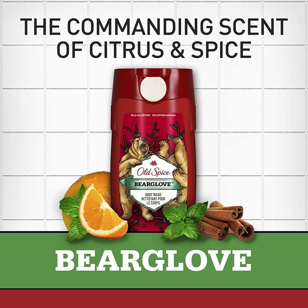 Old Spice Wild Collection branding logo highlights rugged outdoors vibe.