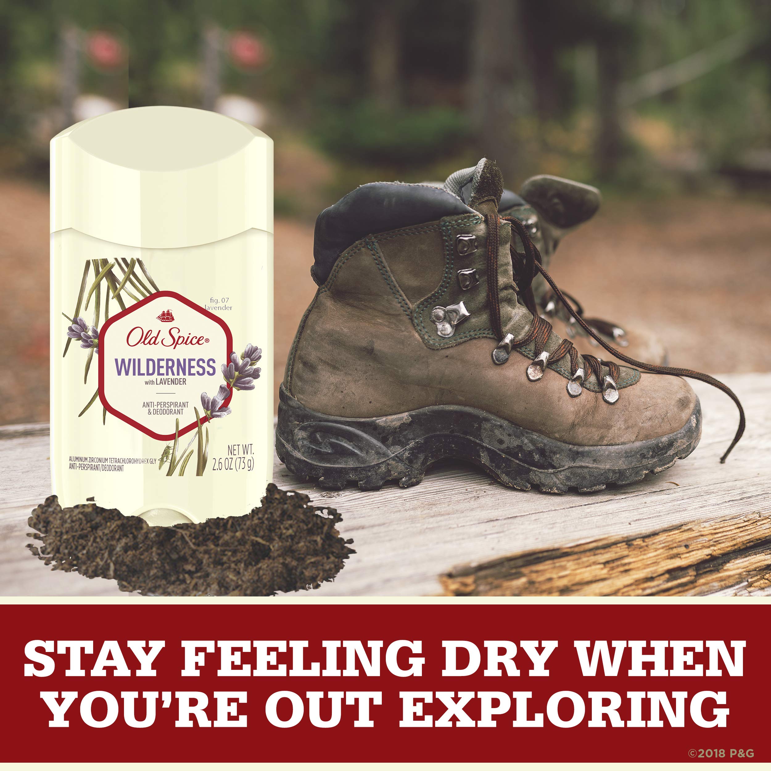 Old Spice Wilderness Lavender scent profile conveys rugged outdoor aroma.