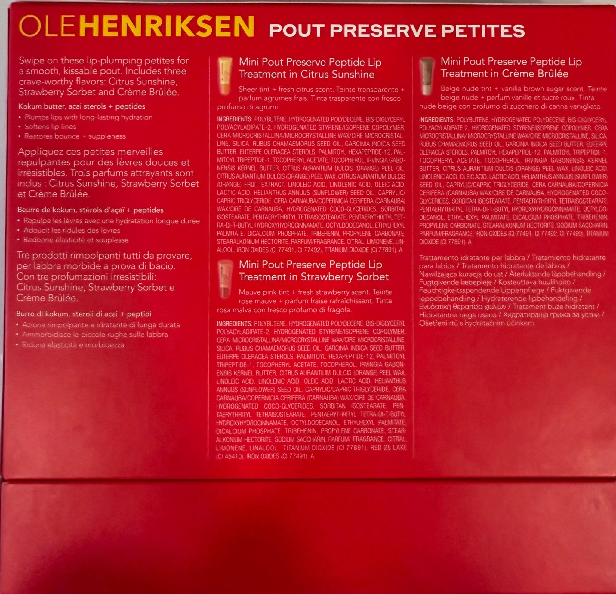Ole Henriksen Pout Preserve Petites Lip Trio in three flavors for daily lip care.