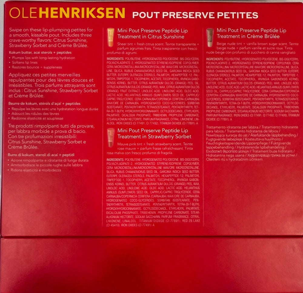 Ole Henriksen Pout Preserve Petites Lip Trio in three flavors for daily lip care.