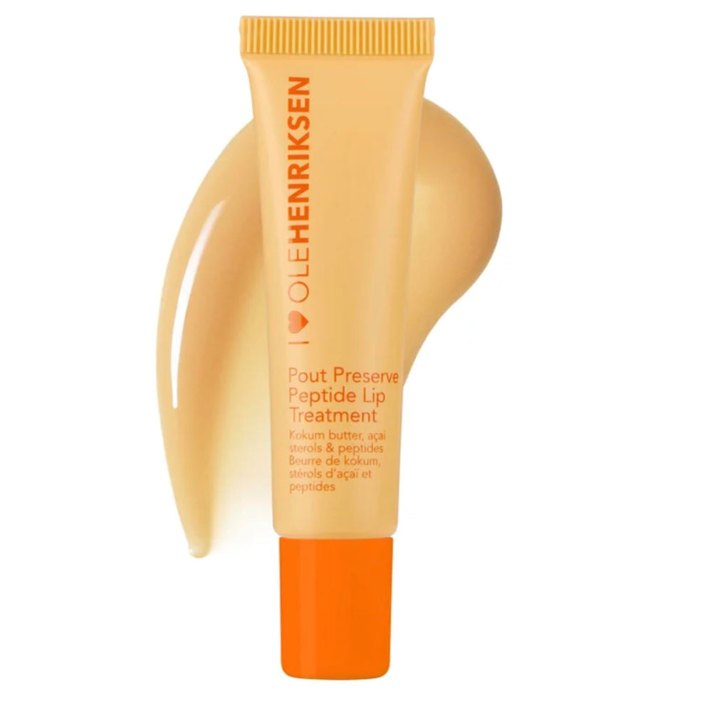 Ole Henriksen Pout Preserve Lip Treatment Citrus Sunshine tube front, hydrating plump lips.