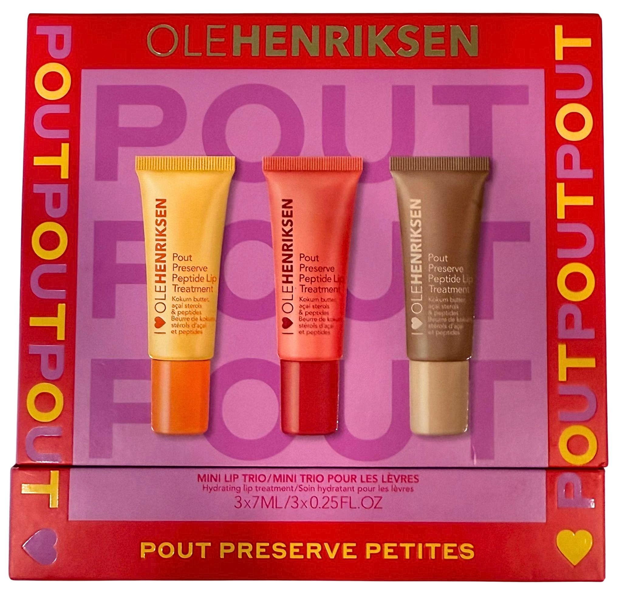 Ole Henriksen Pout Preserve Petites Trio packaging shown for on-the-go lip hydration.