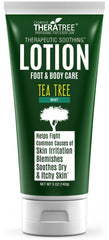 Oleavine TheraTree lotion bottle showing tea tree and neem formula for soothing skin