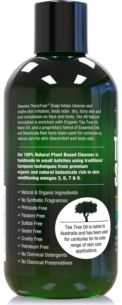 Oleavine TheraTree soap suitable for facial cleansing and moisture balance.