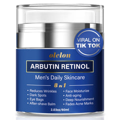 OLELON 8-in-1 face cream bottle front shows multi-action hydration for daily use