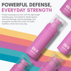 Oli G Bond-Repair Spray applied to wet hair for smoother detangling.