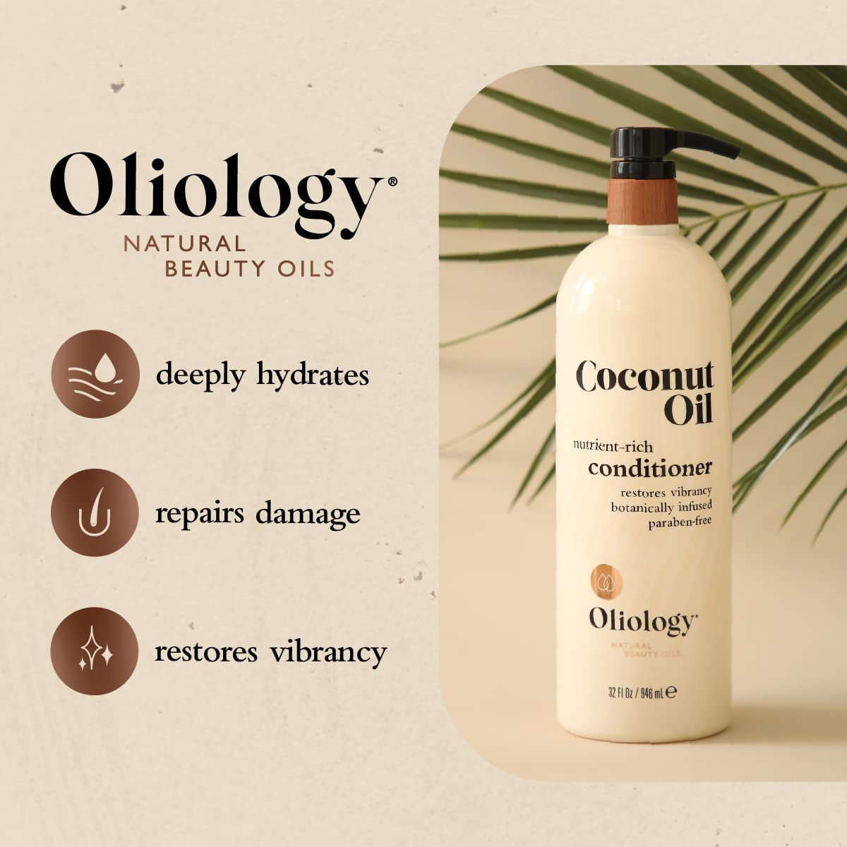 Oliology Coconut Oil Shampoo label USA shows made-in-USA quality and botanicals
