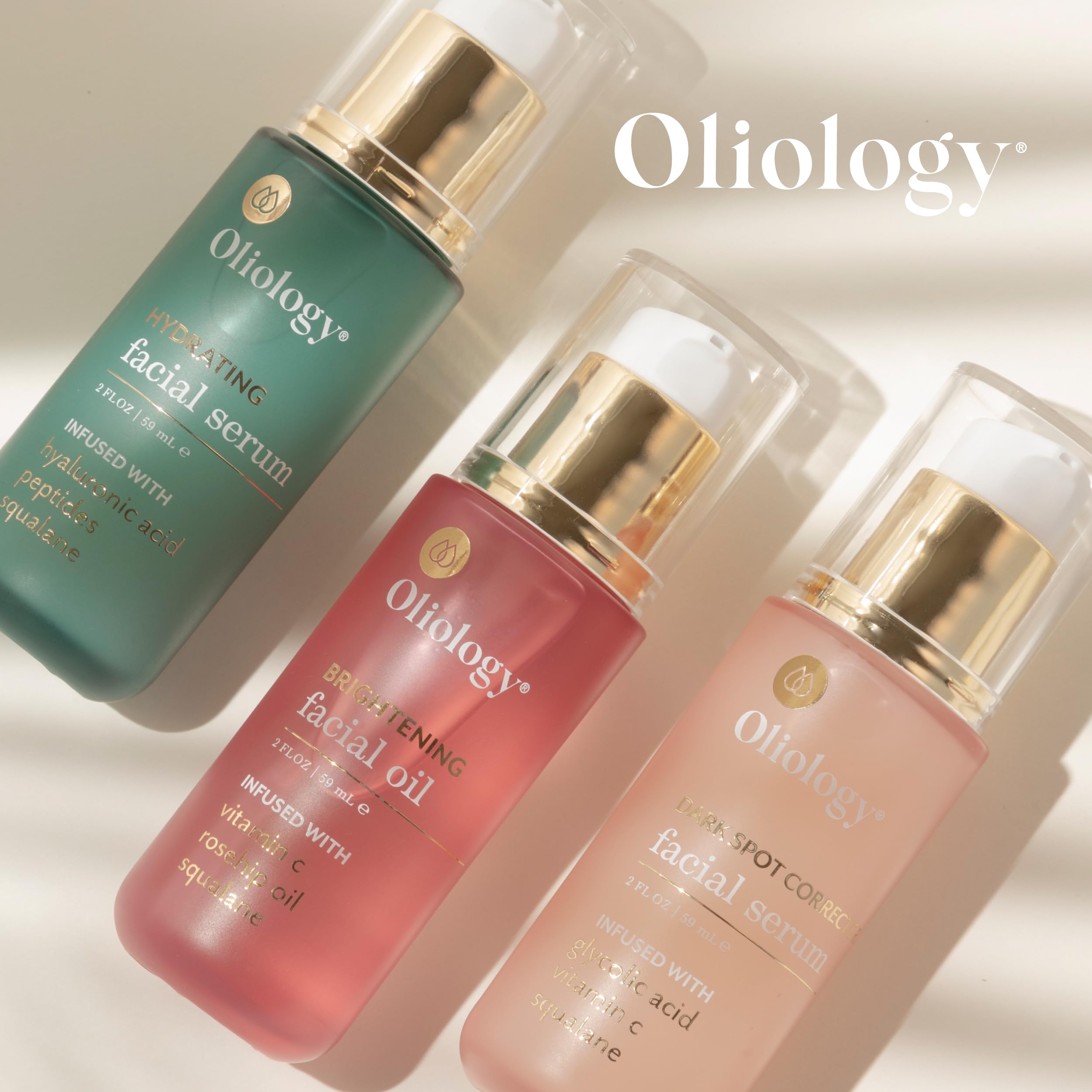 Oliology USA-made skincare bottle and label evokes quality care.