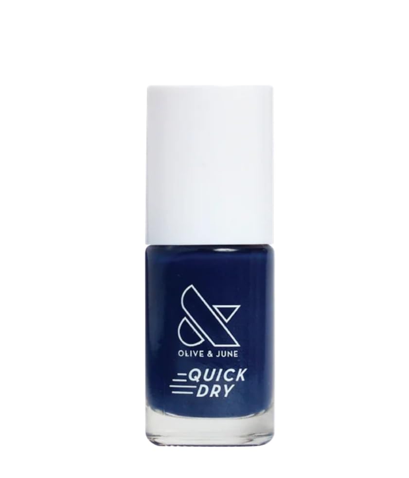Olive & June Suited Midnight Blue bottle for a quick salon-like finish at home.