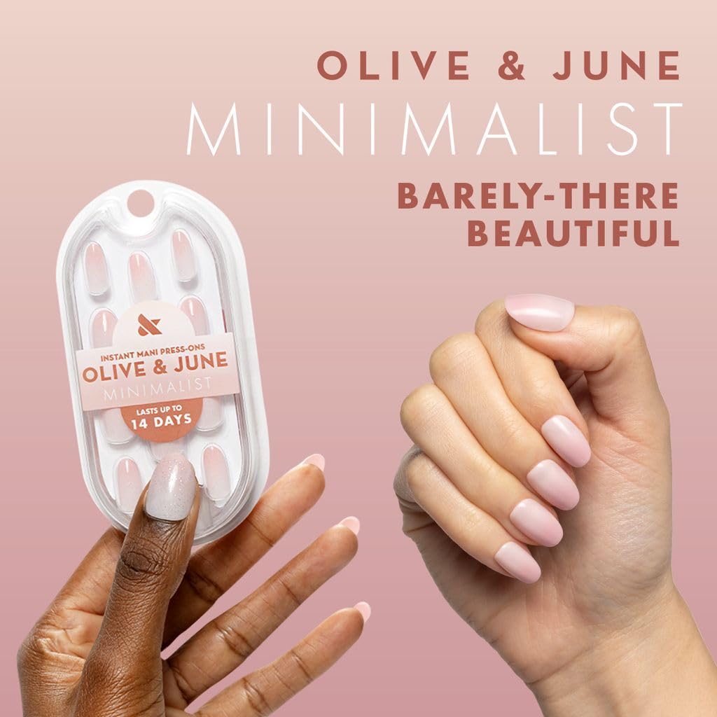 Olive & June custom-shaped nails follow natural curves for a real-looking finish.
