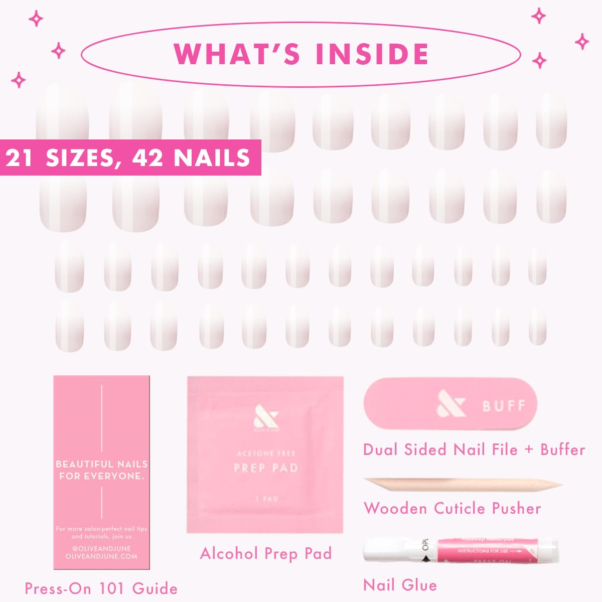 Easy application steps explained on packaging for quick at-home nails