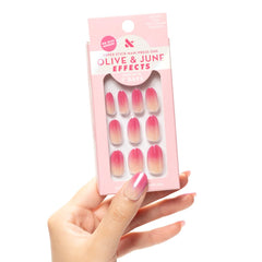 Olive & June Effects Super Stick Mani pink chrome gradient nails for a salon-like finish.