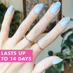 Olive & June Instant Mani glue close-up emphasizing non-toxic bonding