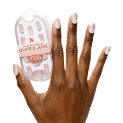 Olive & June Mani Minimalist Rose Syrup Gradient nails show a salon-ready look at home.