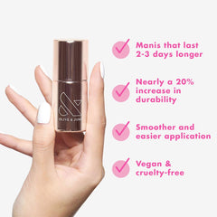Primer on prepped nails creates a strong base for color.