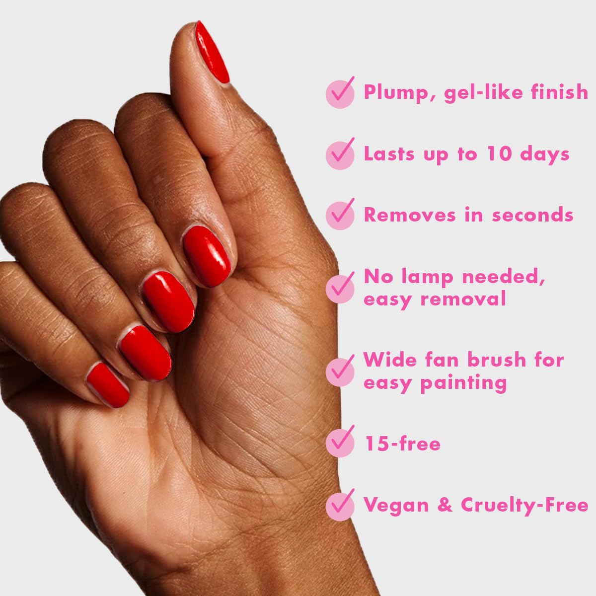 Olive & June Poppy handle helps steady your hand during polish application.