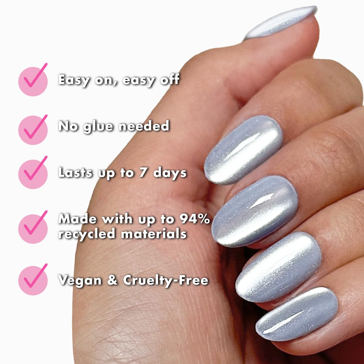 Olive & June non-toxic tabs ensure gentle, safe glue-free wear