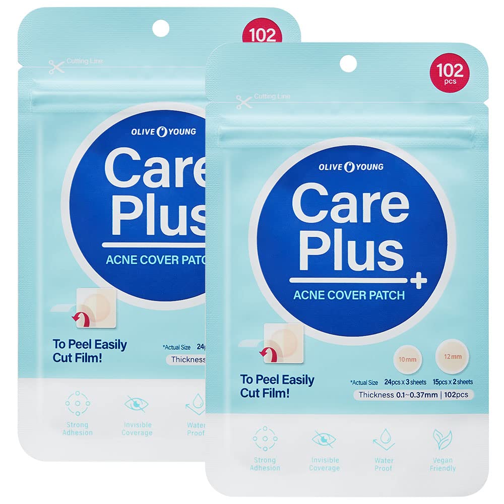 OLIVE YOUNG Care Plus Spot Patch close-up on pack protecting blemishes