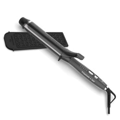 Olivia Garden titanium ion curling iron barrel for smooth, glossy curls.