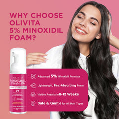 OLIVITA foam on scalp nourishes for healthier growth environment.