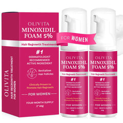 OLIVITA 5% Minoxidil Foam – women application scene showing precision dosing for follicle support